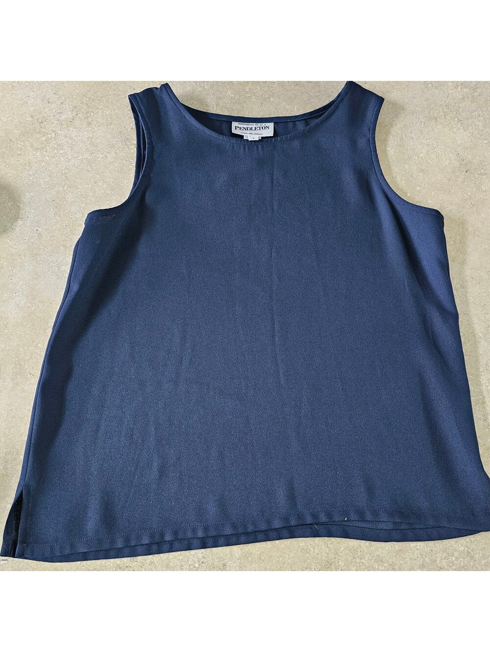 Pendleton Navy Blue Sleeveless Polyester Top sz Small